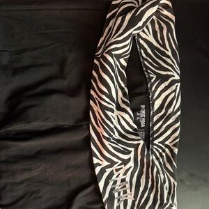 Black and White Zebra Print fold over yoga pants